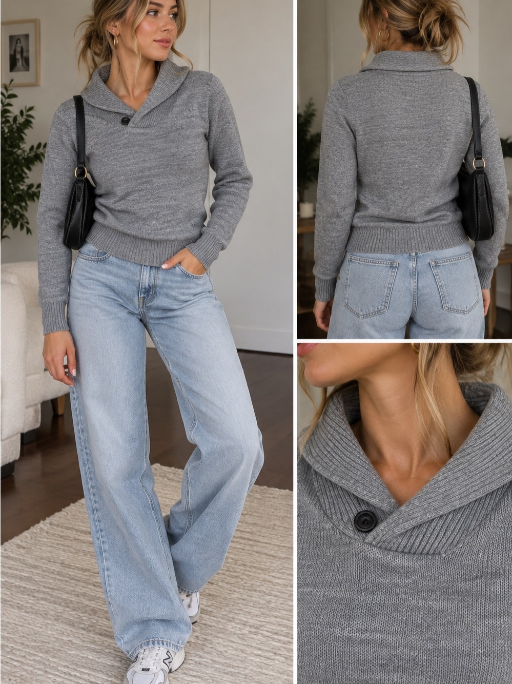 Urban Pipeline Gray Shawl Collar Knit Sweater – Size Small